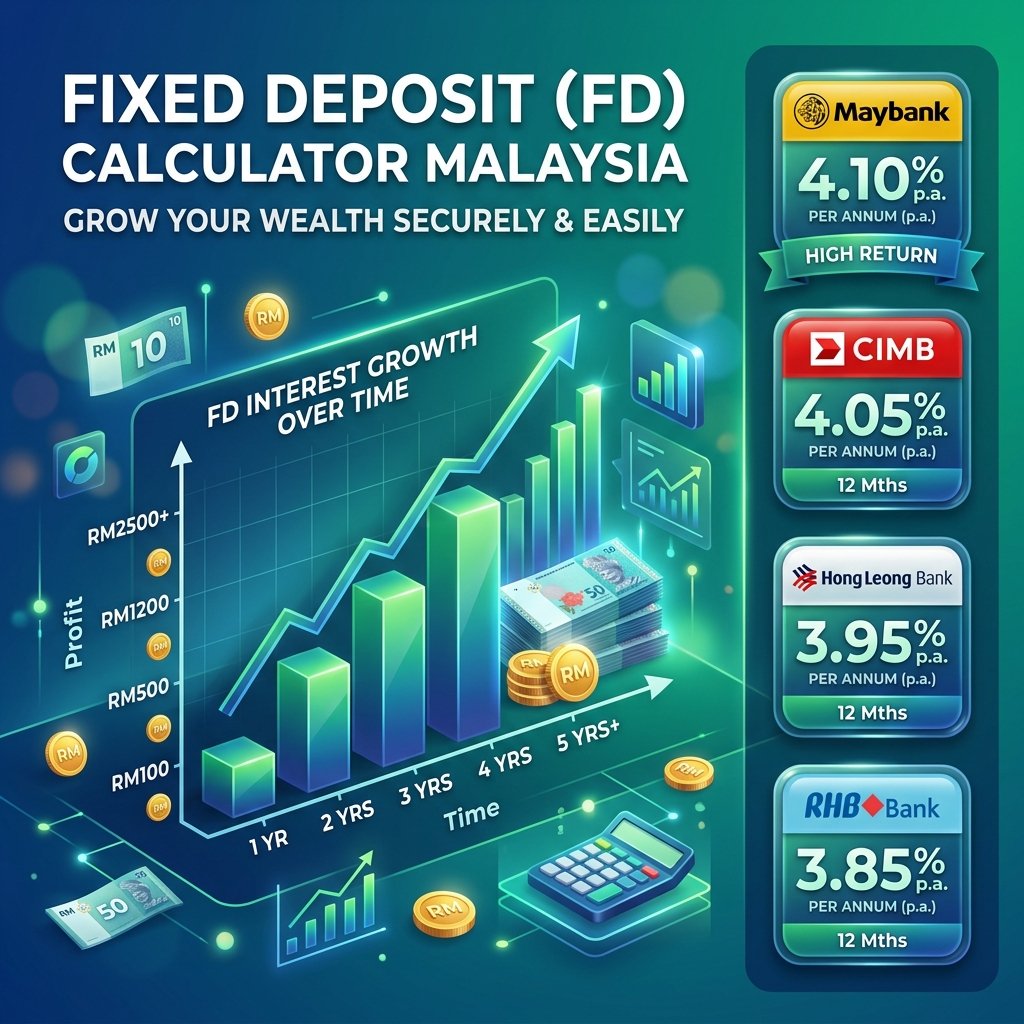 Best FD Calculator Malaysia - Fixed Deposit Interest and Monthly Payout Visual Chart RM