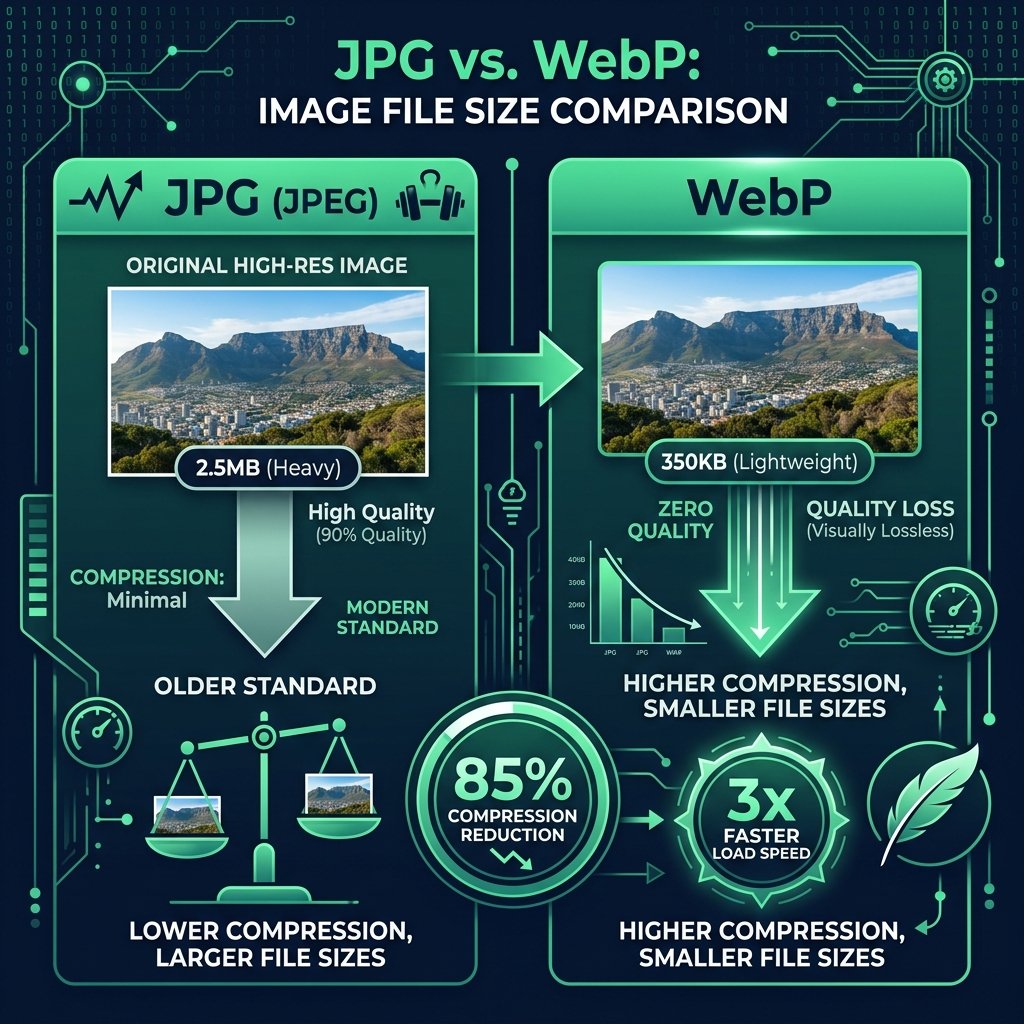 JPG vs WebP Image File Size Compression and Google PageSpeed Performance Comparison Guide