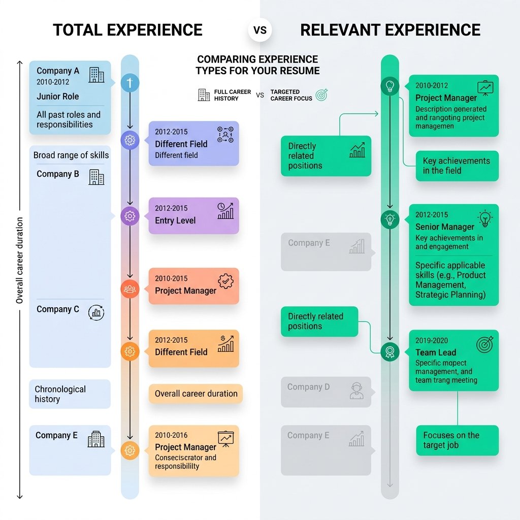 Total experience vs relevant experience resume guide infographic